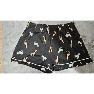 Joyspun Womens Black Shorts With Zebra & Giraffe Print Size Medium (8-10)